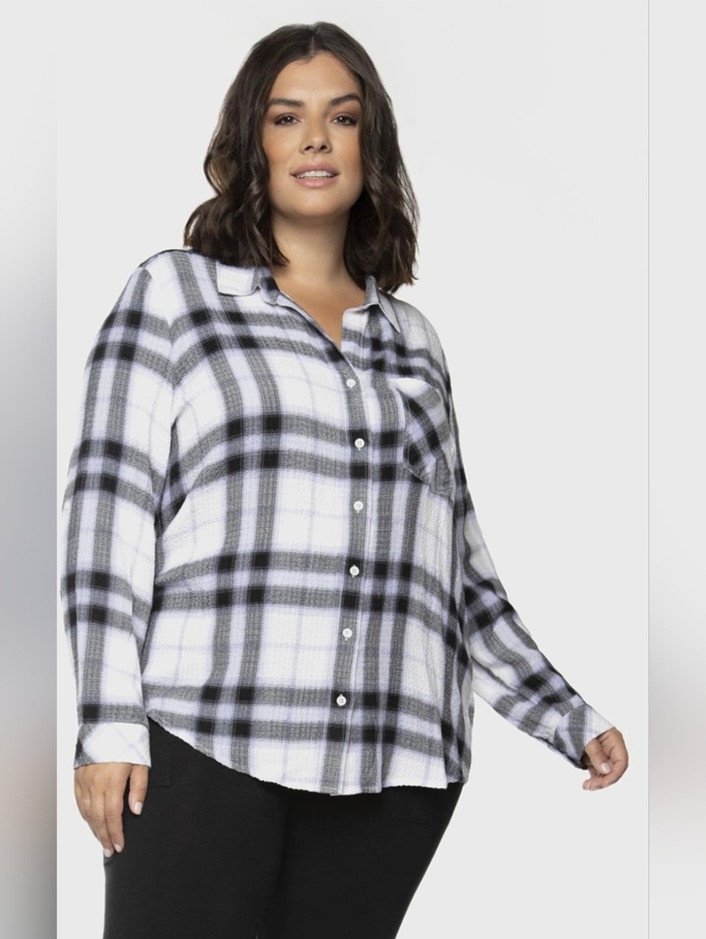 Dex Black, White & Light Purple Plaid Button-Up Shirt